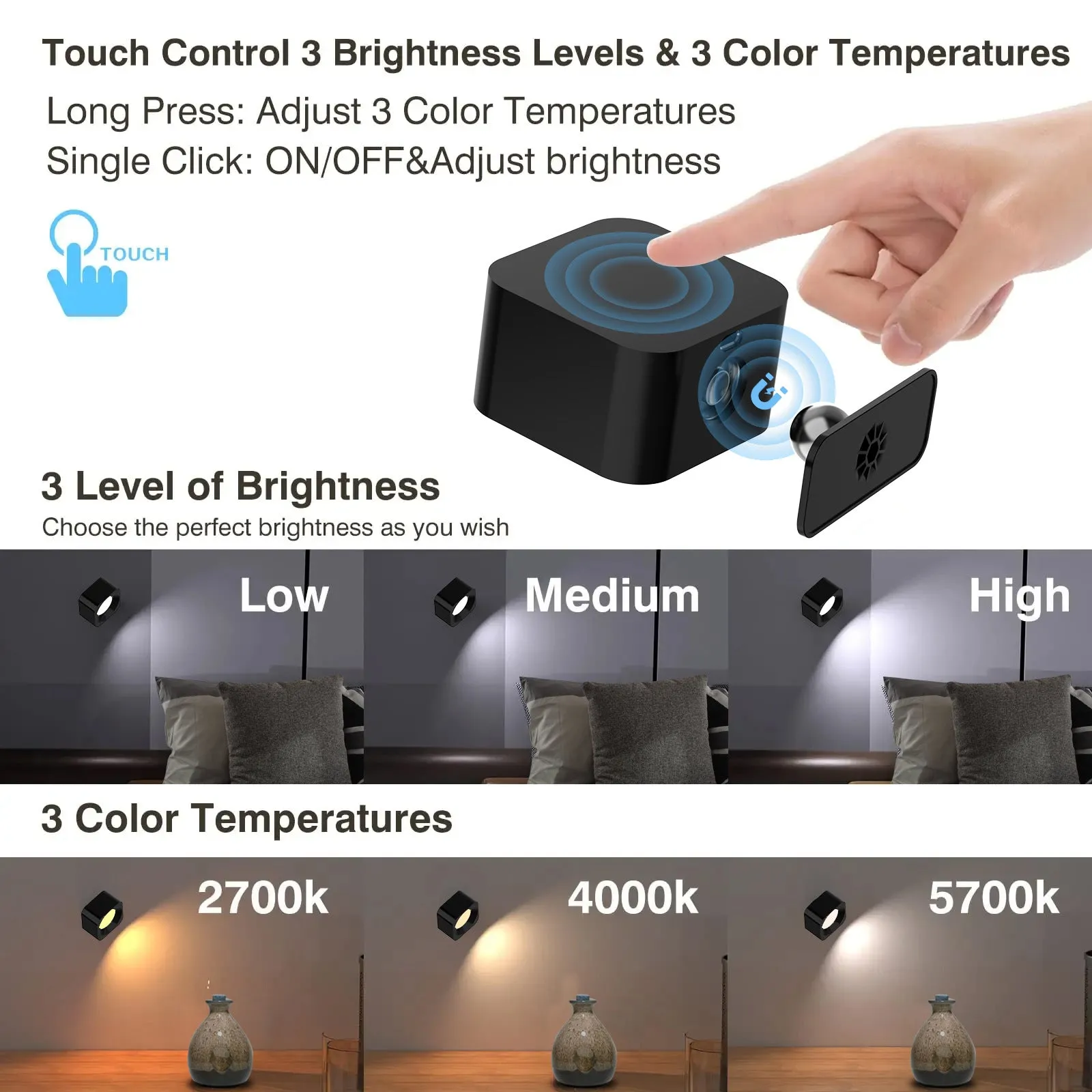 Portable USB Charging Indoor Wall Lamp