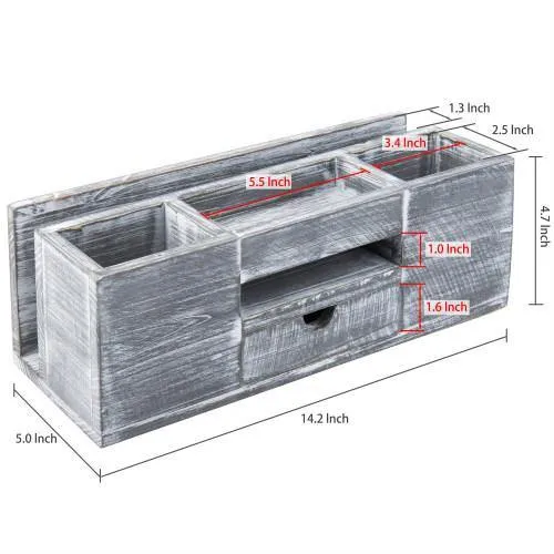 Rustic Gray Wood Desktop Organizer