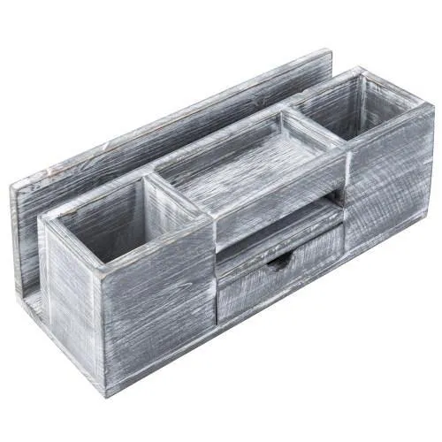 Rustic Gray Wood Desktop Organizer