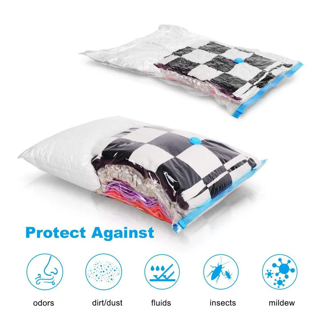 Travel Vacuum Storage Bag Space Saving Saver Sealer Compression Sealing Bags Double Zipper Seal Clothes Pillow Organizer