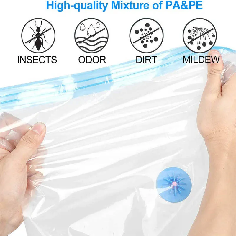 Travel Vacuum Storage Bag Space Saving Saver Sealer Compression Sealing Bags Double Zipper Seal Clothes Pillow Organizer