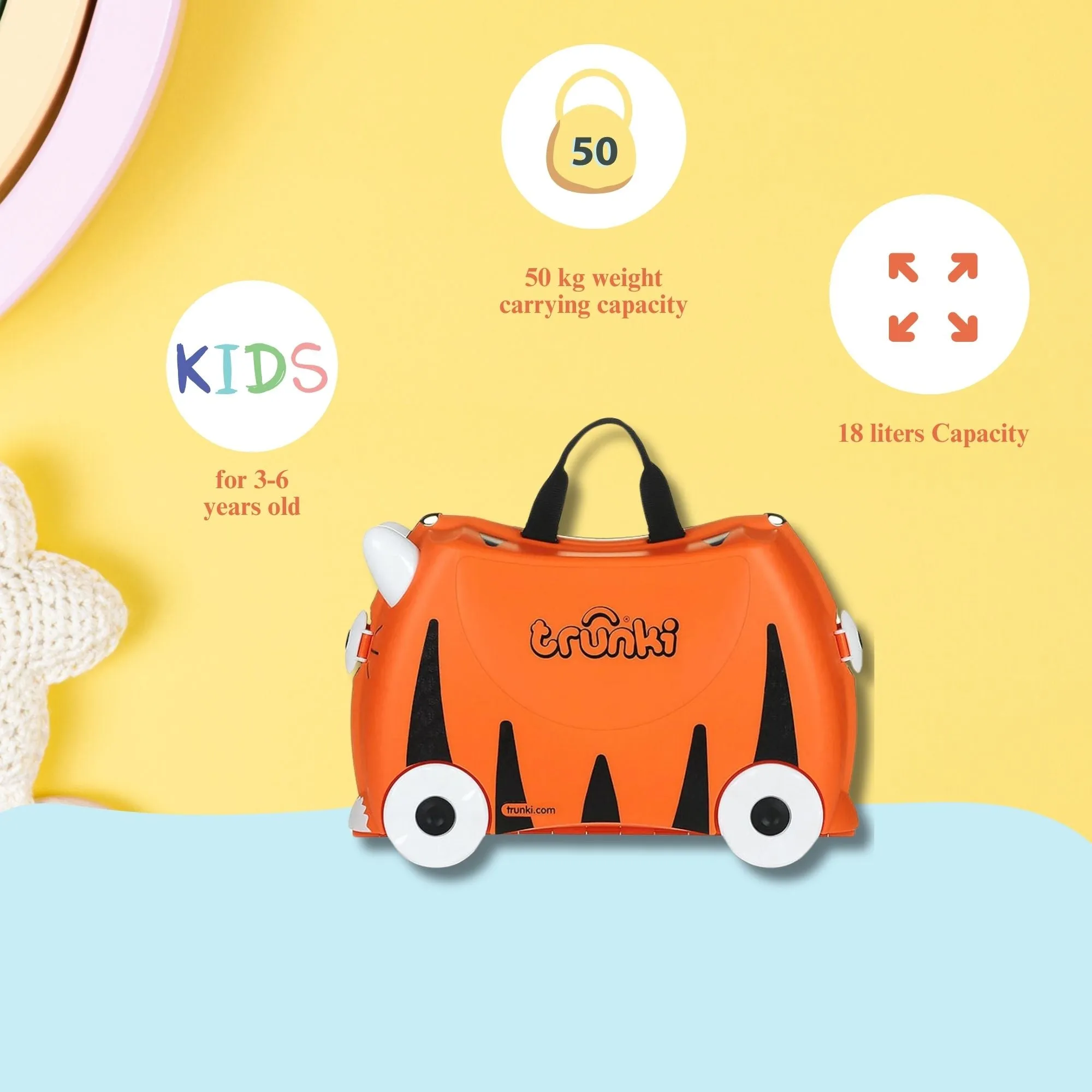 Trunki - Tipu Tiger, Childrens Ride-On Suitcase & Kid's Hand Luggage