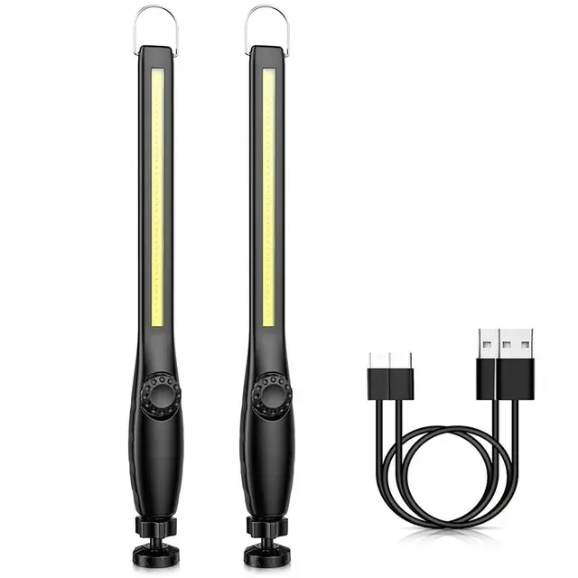 USB Rechargeable LED Flashlight New COB Magnetic Work Light Portable Lantern Camping Torch Car Repair Lamp With Built-in Battery