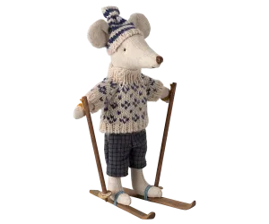 Winter Mouse with Ski Set - Dad Blue