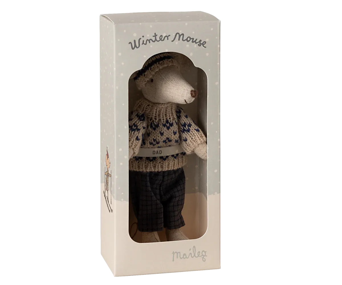 Winter Mouse with Ski Set - Dad Blue